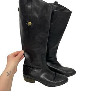 Sam Edelman Black Leather Penny Riding Boots Womens 7 Tall Classic Comfortable